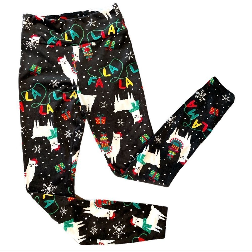 Fa La La Llama Juniors S (3-5) Velvety Soft Micro Fleece Christmas Leggings